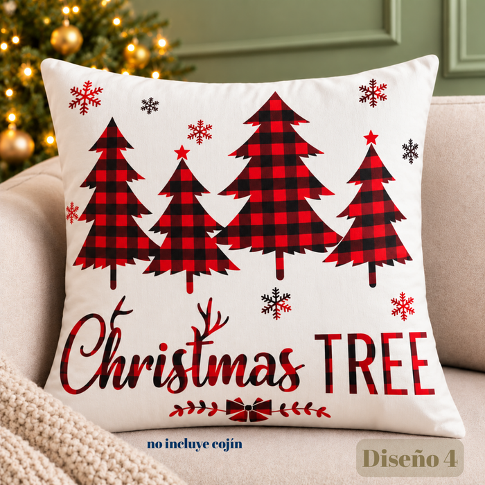 Pack 4 Fundas Cojín Navideñas 45x45 Cm Decorativas Navidad ESCOCESA