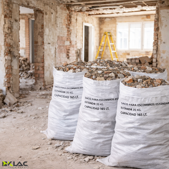 Pack 10 Saco Para Escombros Constructor 60x90cm 165lts Resiste 35kg