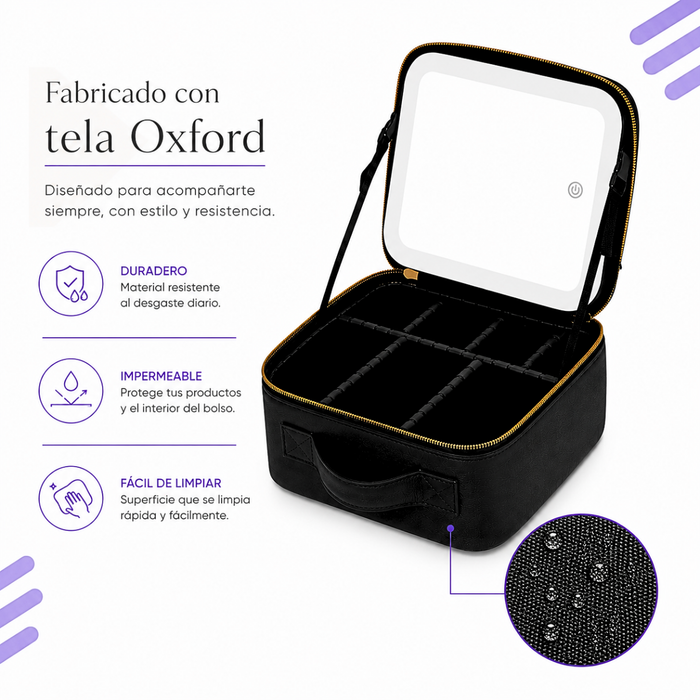 Cosmetiquero Organizador Maquillaje Con Espejo Led Estuche