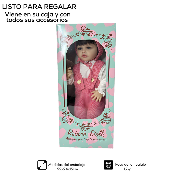 Muñeca Realista Bebé Reborn Con Accesorios Cabello Largo