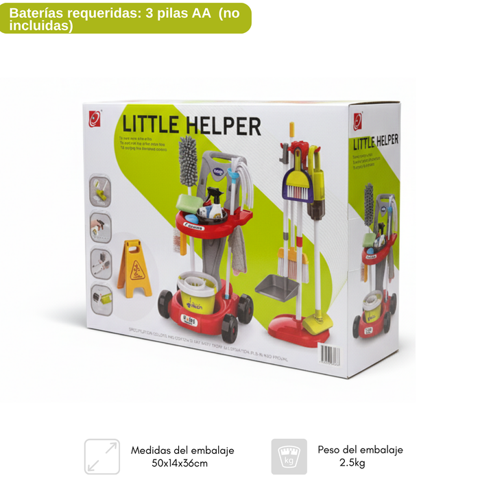 Juguete Educativo Carrito Limpieza Niños + Accesorios - Rojo