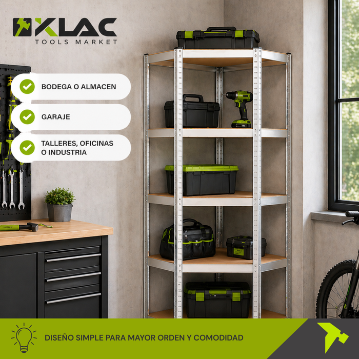 Estantería Rack Metálica Esquinero 180x90x90cm 5 Repisas