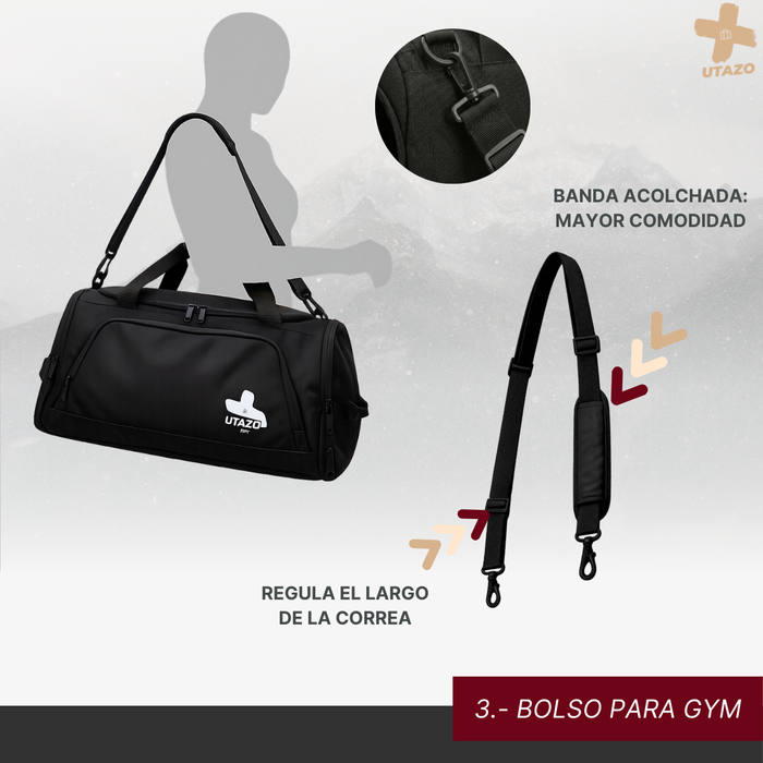 Bolso Deportivo Gym Viaje Duffel 32 Litros Impermeable 3 en 1 Negro