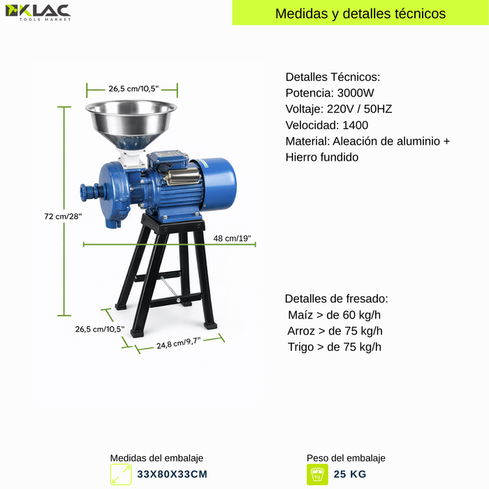 Molino Eléctrico Chancador De Granos Para Humitas 2,5hp