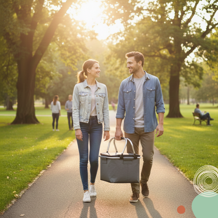 Canasto Picnic Cooler Bolso Térmico Plegable Portátil Gris