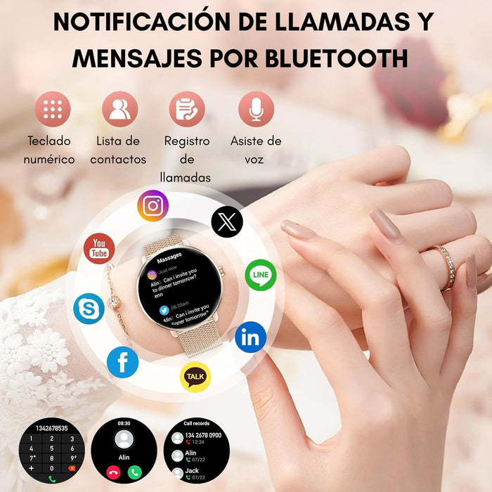 Reloj Inteligente Mujer Elegante Smartwatch Bluetooth Call
