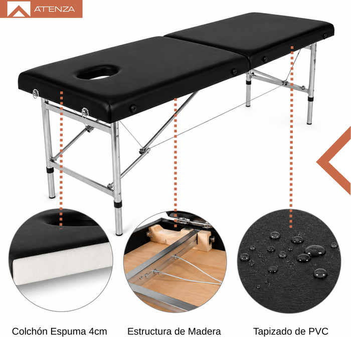 Camilla De Masaje Portátil Plegable Aluminio 2 Cuerpos