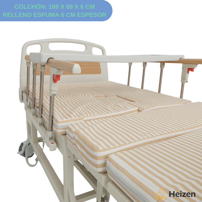 Cama Clínica Catre Eléctrico 260Kg Colchón Bandeja y Control