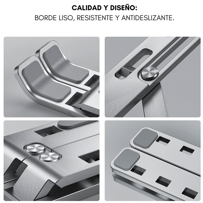 Pack Soporte Notebook Y Celular Imán Ajustable Aluminio Plateado