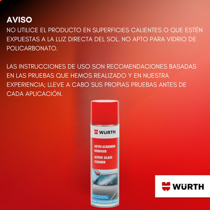 Pack 2 Limpiador Activo Vidrios Wurth 500ml Espuma Limpieza