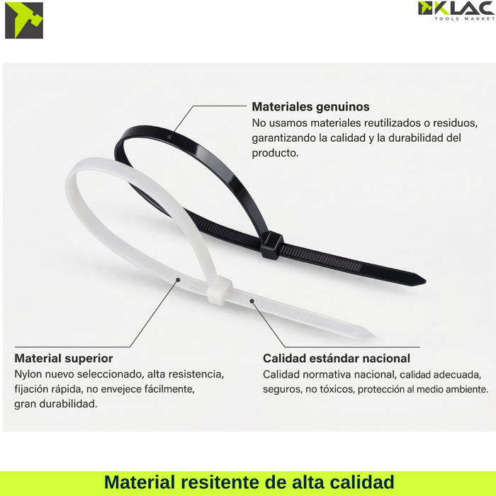 30 Bridas Amarras Cables Cremallera Resistentes 3.6 mm x 250 mm