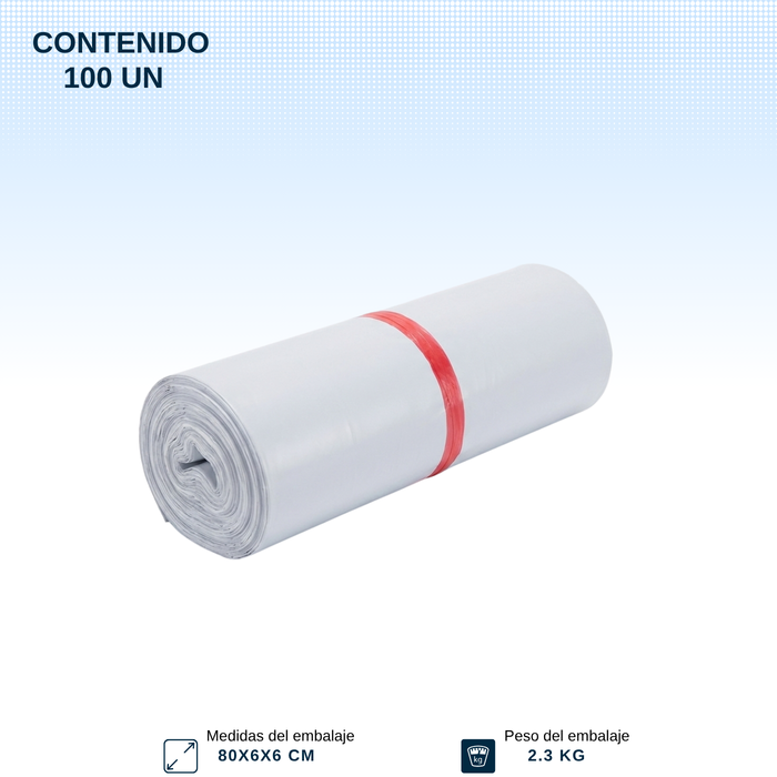 Pack 100 Bolsas Embalajes Courier Sobre Autoadhesivo 80x80cm Blanco Opaco