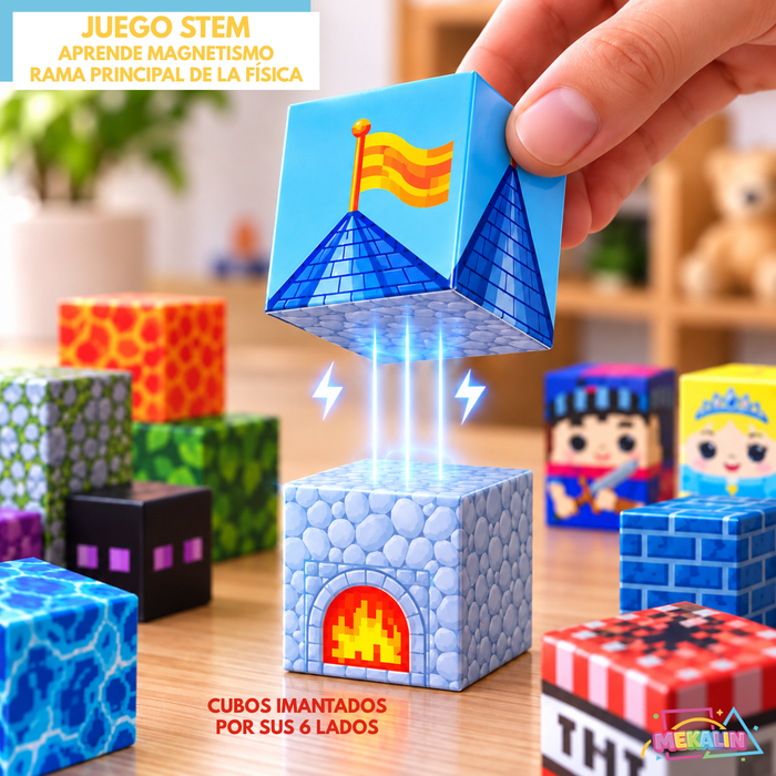 Bloques Magnéticos Juego Construcción 100Pcs Niños 3+ Juego Infantil Magnético De Armar Castillo 3D Con Cubos Magnéticos