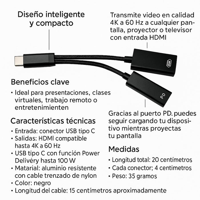 Adaptador Otg Tipo C Usb 3.0 Con Alimentación Macho Hembra
