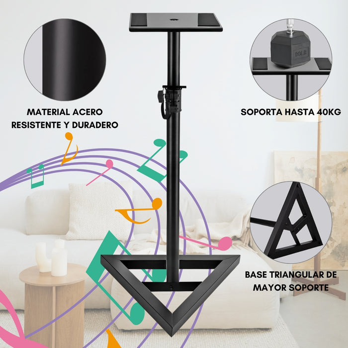 Par Atril Parlantes Monitor Estudio Soporte Altavoces Negro