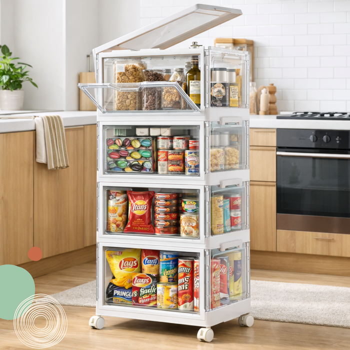 Cajonera Plástica Organizador Acrílico 4 Niveles Apilable Transparente