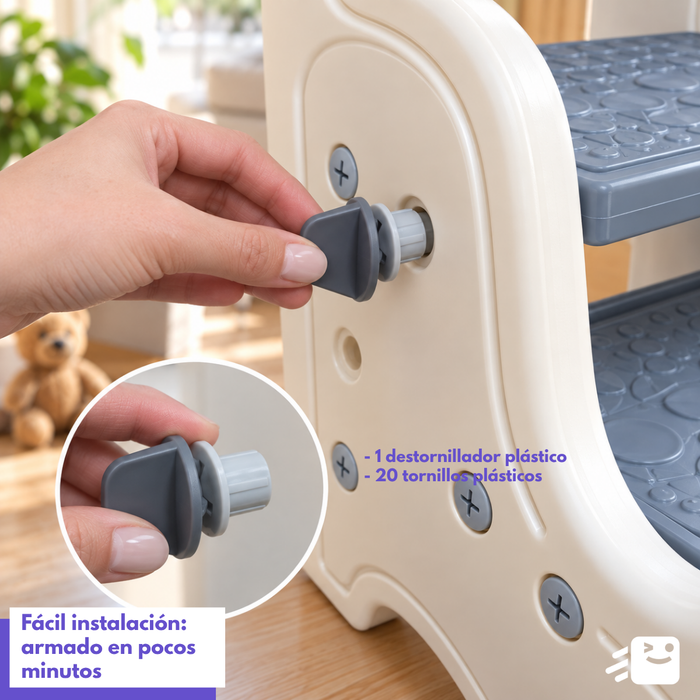 Escalera Infantil Mini 3 Peldaños Con Barandas Para Niños