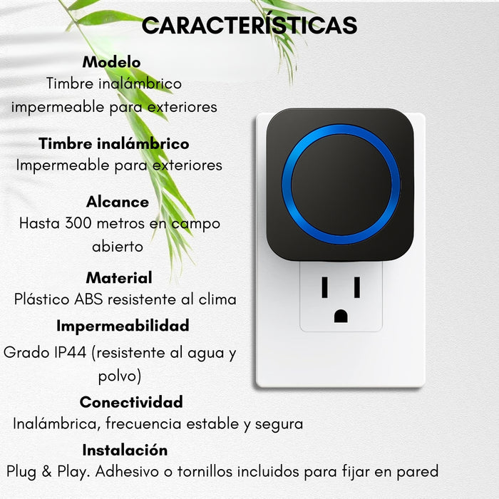 Timbre Inalambrico 300m Exterior Para Casa Impermeable