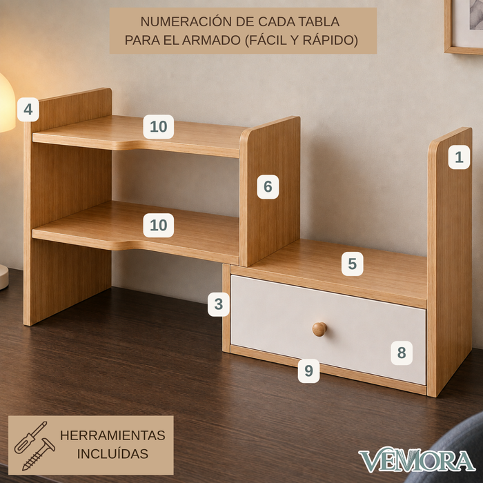 Organizador De Escritorio Oficina Puerta Con Repisa 64x35x17