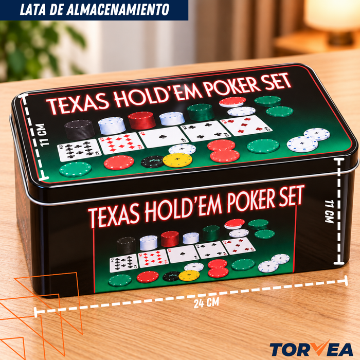 Set Poker Texas Holdem Profesional 200 Fichas Plástico