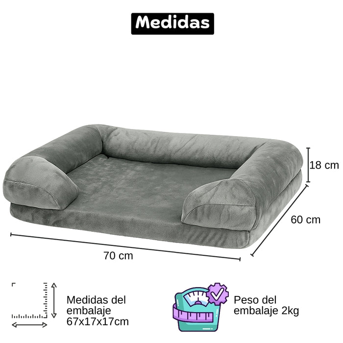 Cama Antiestres Perro Colchon Ortopedica 70x60x18cm Color Gris Diseño Cama Antiestres Con Soporte Ortopedico Marca Telotenemos