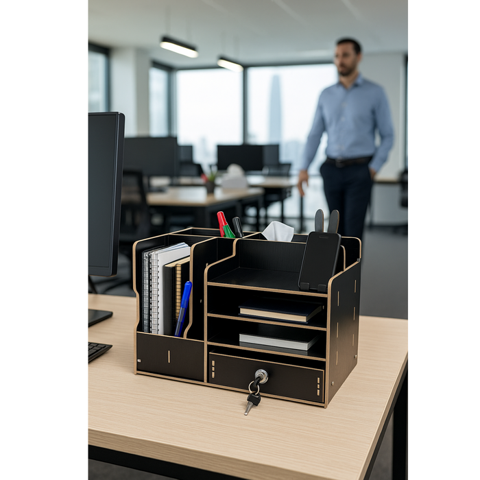 Organizador De Lápices Plumones Escritorio Oficina Con Llave