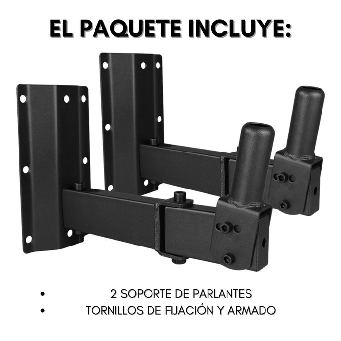 2 Soportes Parlante Para Muro Atornillable 80kg Negro 2und