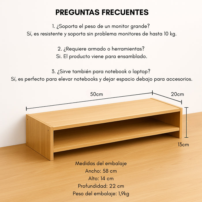 Soporte Monitor Con Estante Almacenamiento De 2 Niveles