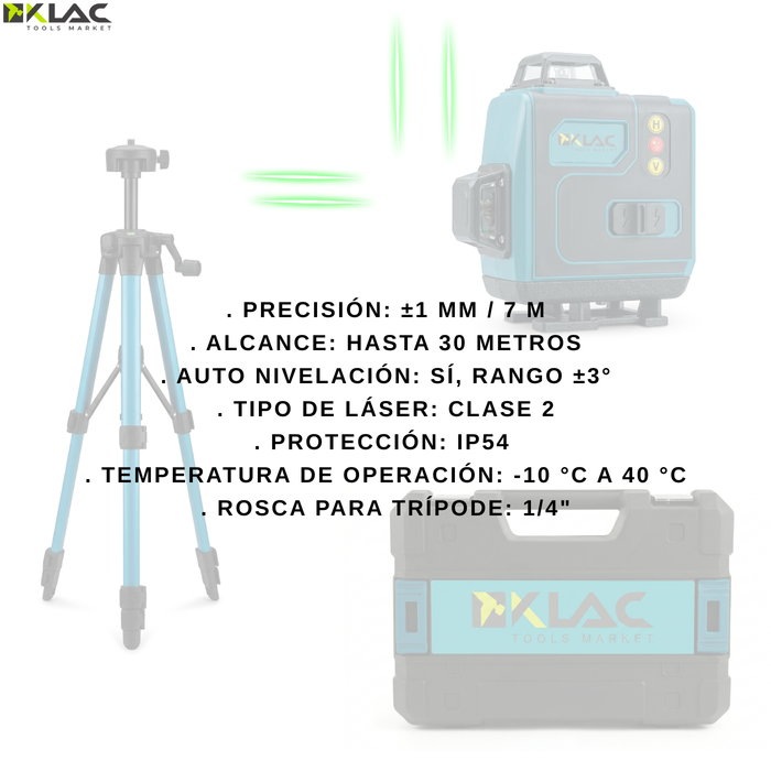 Nivelador Laser 16 L 360° Klac Con Trípode Y Maletin