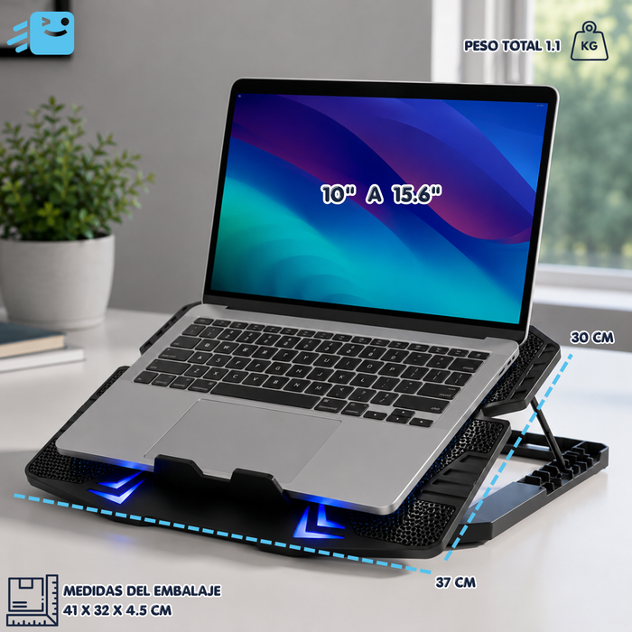 Base Ventilador Notebook Enfriador Gamer Laptop 15.6,16,17