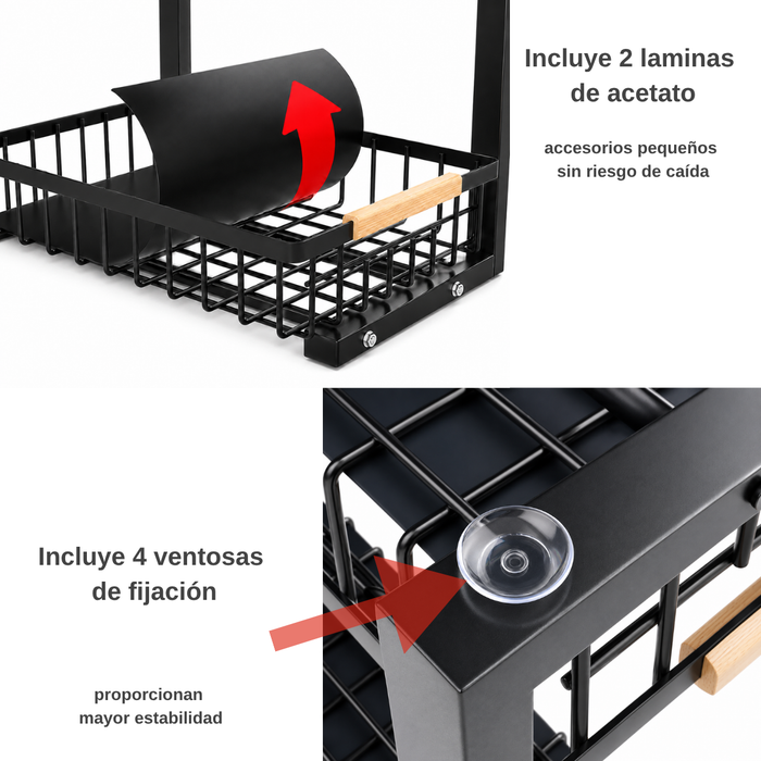Organizador Estante Lavaplatos Deslizante 2 Niveles Multiuso