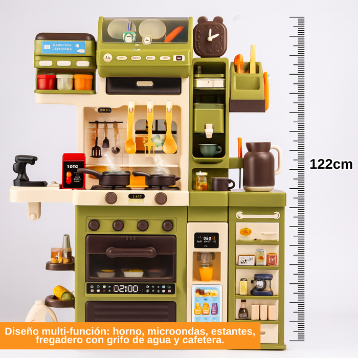 Cocina De Juguete Grande 122cm Niños Kitchen Con 71 Piezas Verde