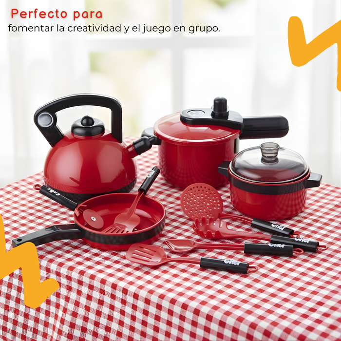 Set De Cocina De Juguete 61pcs Niños Juego De Mini Chef Rojo
