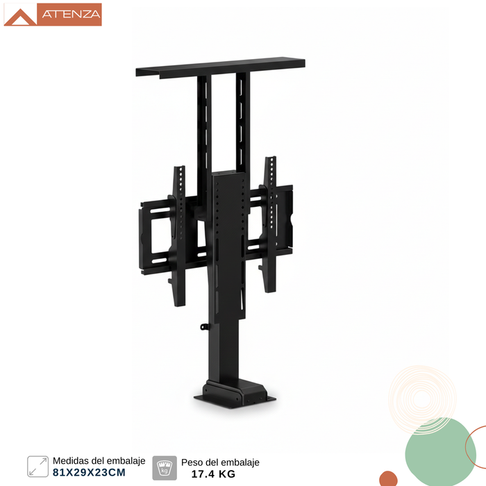 Elevador De Tv Rack Eléctrico Motorizado Con Control Remoto Negro