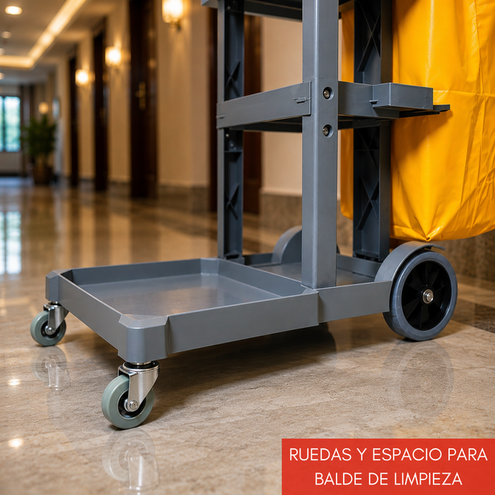 Carro Aseo Y Limpieza Con Bolsa Recolectora 119x52x96 Cm