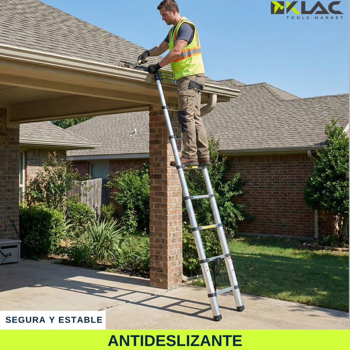 Escalera Telescópica Multiuso De Aluminio Plegable 3,8m