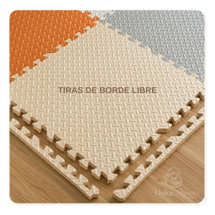 Piso Goma Eva Bebé 4 Piezas Alfombra Antigolpes Puzzle 60x60 Naranja
