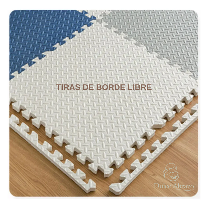 Piso Goma Eva Bebé 4 Piezas Alfombra Antigolpes Puzzle 60x60 Azul Acero