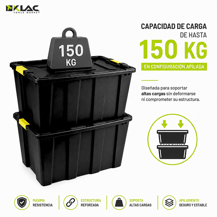 Caja Plástica Organizadora Baul 100 Litros Con Tapa Multiuso