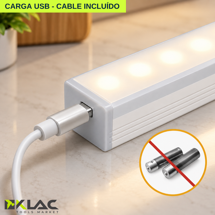 Luz Led Barra Magnética Sensor Movimiento Recargable 20 Cm