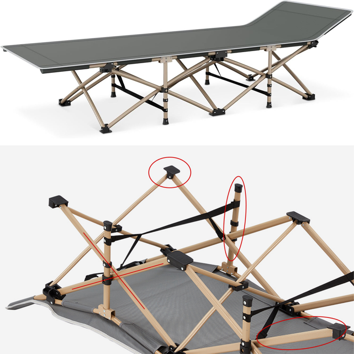 2 Catre Cama De Campaña Camping Plegable Portátil Sencilla Gris Oscuro
