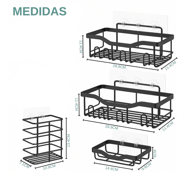Set 5 Organizadores Esquineros De Ducha Colgadores Jaboneras