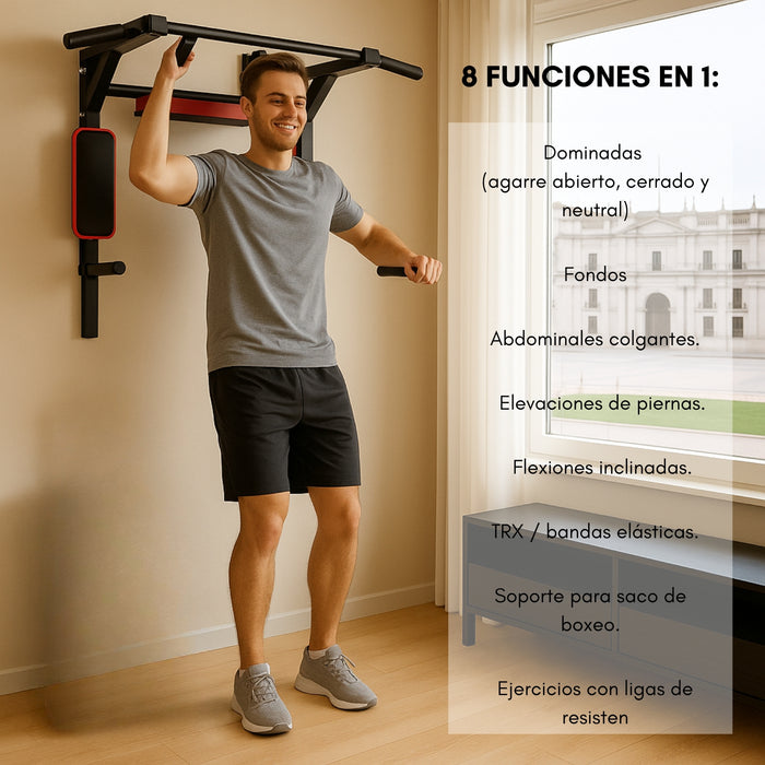 Ejercicios Multifuncional Barra Dominadas Pared Gym 8 En 1
