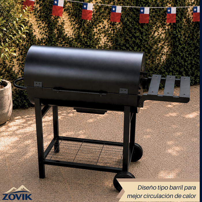 Parrilla Asador A Carbon Con Termómetro Repisa Ruedas