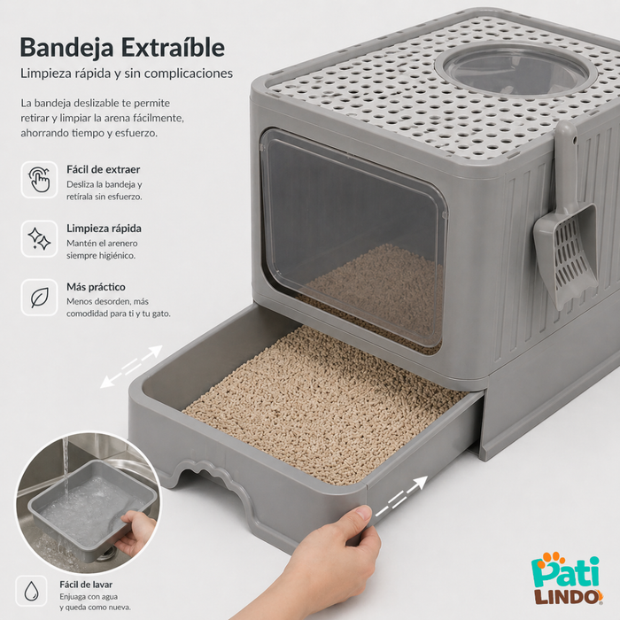 Arenero Gato Cerrado Baño Sanitario Con Tapa Y Pala Grande