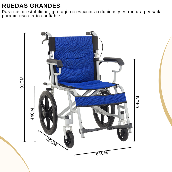 Silla de Ruedas Estándar Geriatrica Plegable Descansa Pies