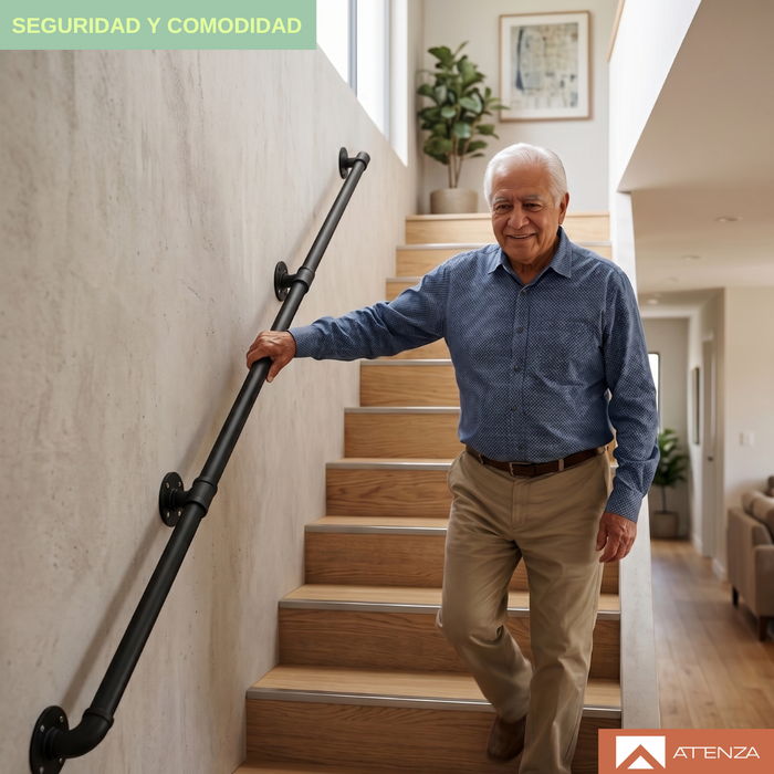 Barandal de Pasamanos Escaleras Pared Pasillo Acero 3 Mts