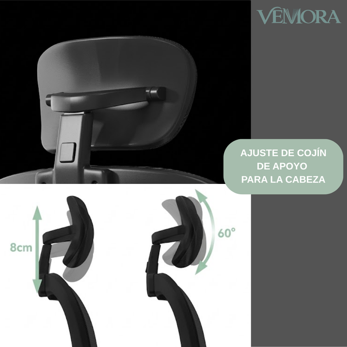 Silla Escritorio Ergonómica Soporte Lumbar Con Reposacabezas