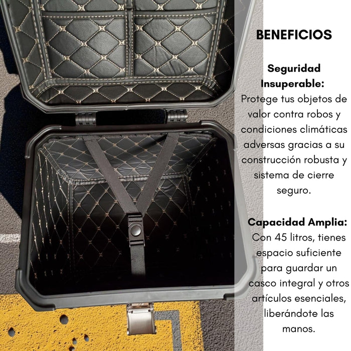 Maleta Para Moto Top Case Aleacion Aluminio 45 Litros