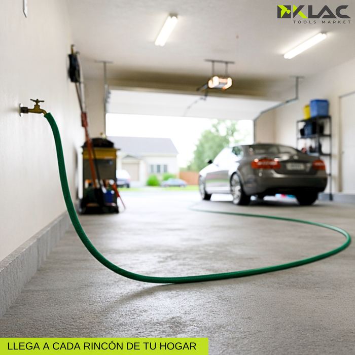 Manguera Jardín Riego Agua 1/2 Pulgadas 50m Con Acoples Verde
